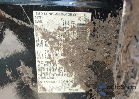 2019 Nissan Murano Sv z USA, uszkodzony, nr VIN 5N1AZ2MJXKN126909